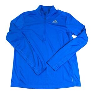 ADIDAS | OWN THE RUN 1/2 ZIP LONG‎ SLEEVE TEE - Men Size MediumBlue Rush HB7436.